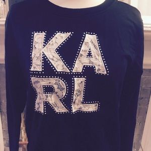 Karl Lagerfeld Paris Beaded Lace-Letter Sweatshirt